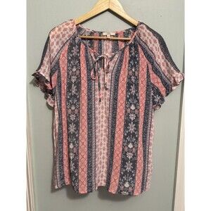 Como Vintage Bohemian Blouse with Embroidery On The Sleeves Size Large (R38)